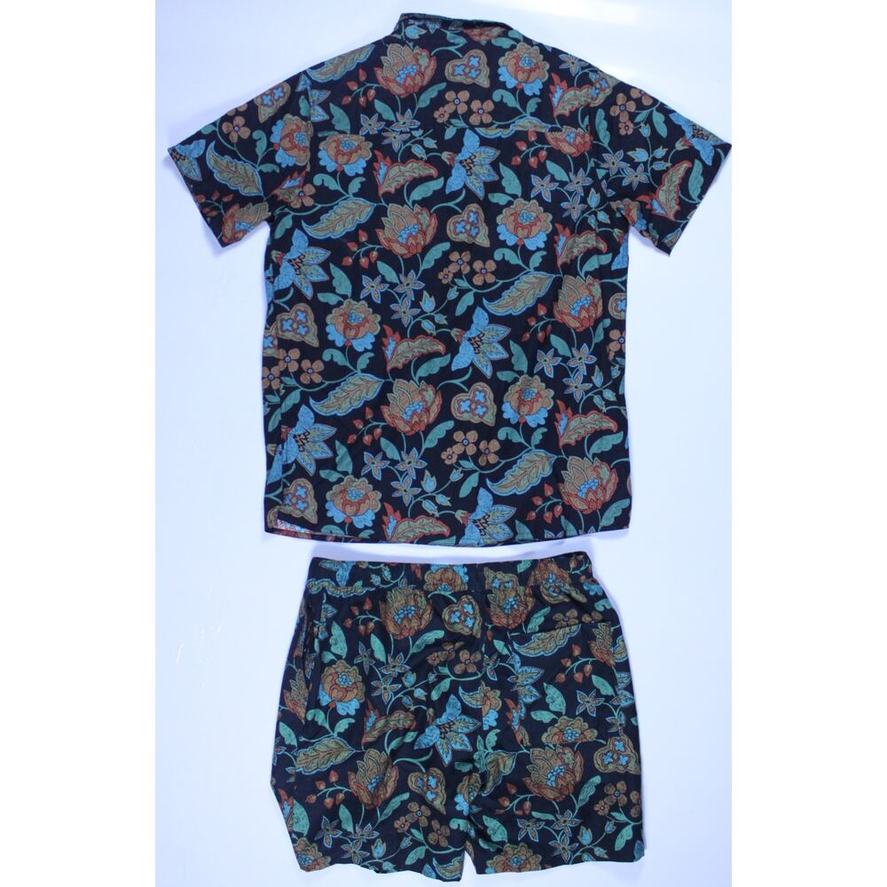 Empyre Pacsun men shirt short matching set button black floral print skate L NEW - Picture 6 of 6